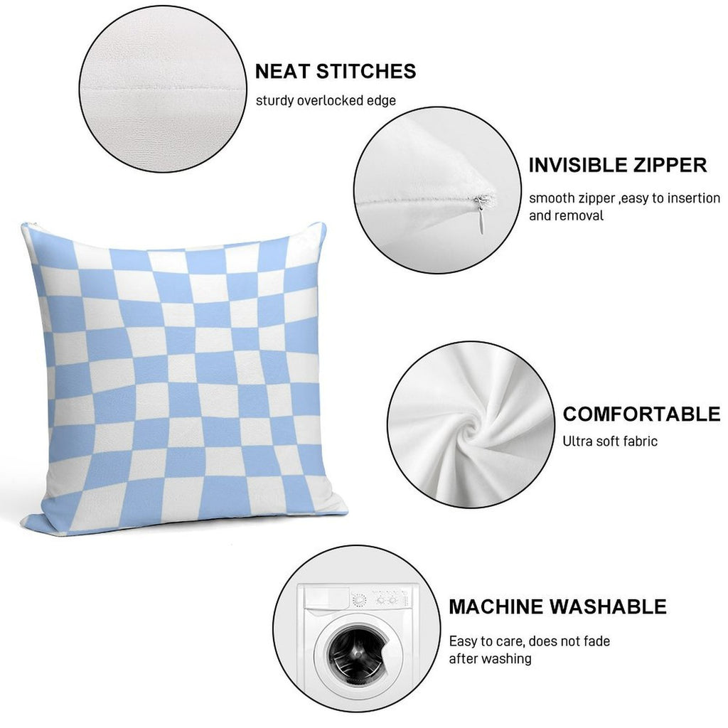 Hand Drawn Checkerboard Pattern (sky Bluewhite) Soft Home Decor Throw Pillow