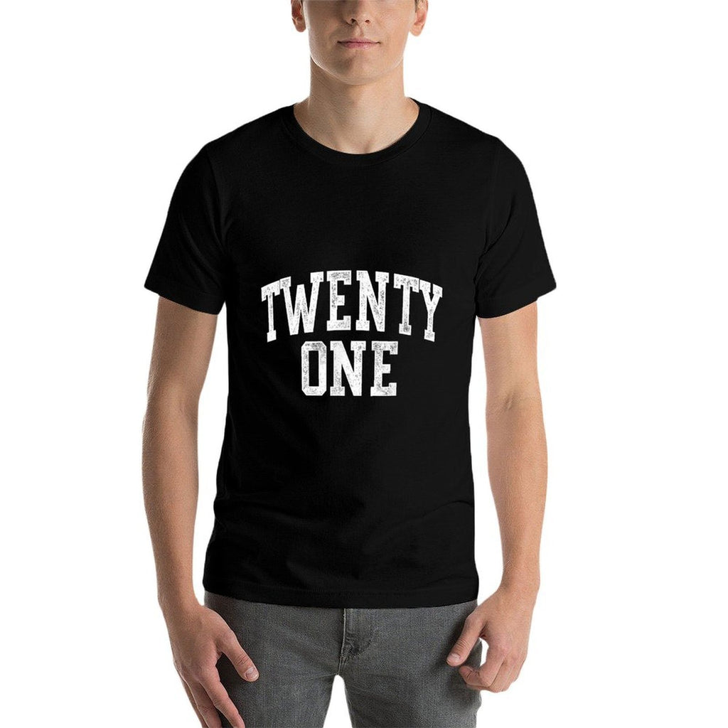 Twenty One Minimalist 21st Birthday Design 21-Year-Old  High-quality Stitching T-Shirt