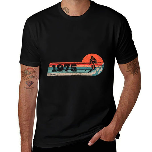 Skiers Skier Vintage Born 1975 Birthday Skiing Ski  Summer-ready Fabric T-Shirt