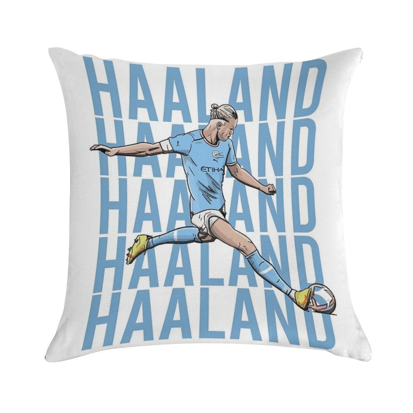 Erling Haaland - Manchester City Illustration Soft Skin-Friendly Throw Pillow