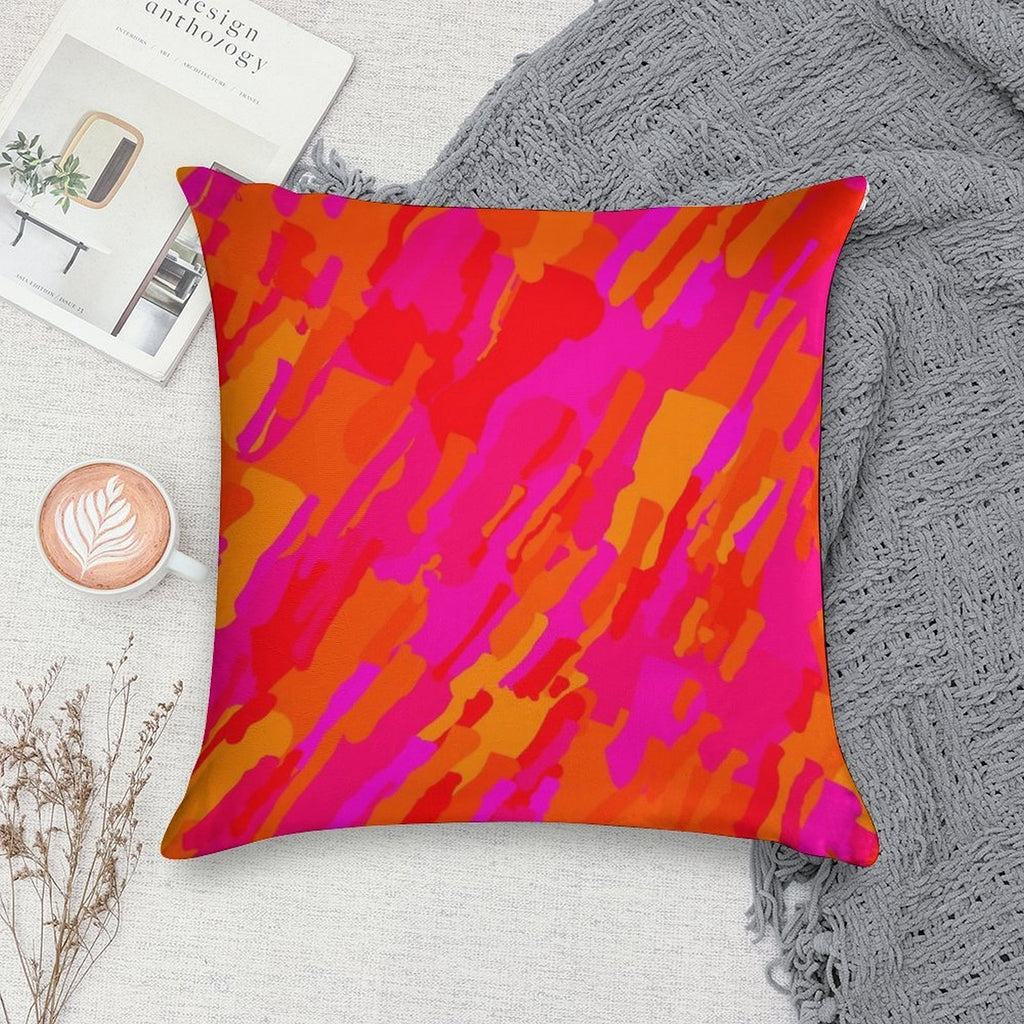 Hot Fuchsia Orange Soft Luxury Feel Throw Pillow