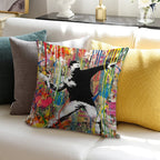 Flower Thrower Pop Street Art Colorful Soft Reinforced Edging Throw Pillow