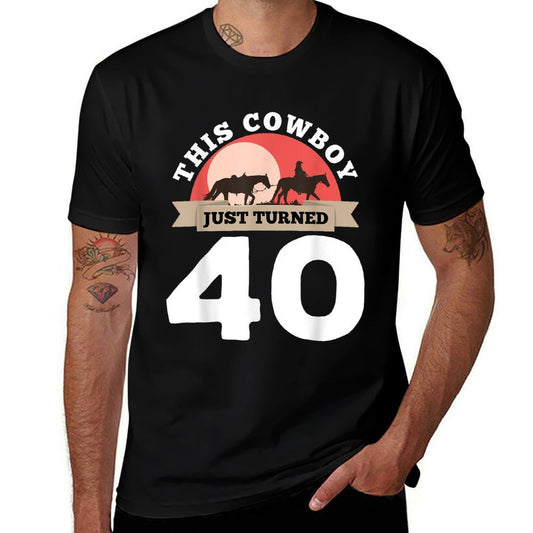 This Cowboy Just Turned 40 - 40th Birthday Horse Rider Gift  Polyester Blend T-Shirt