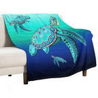 Sea Turtle Turquoise Oceanlife Velvety-soft Throw Blanket