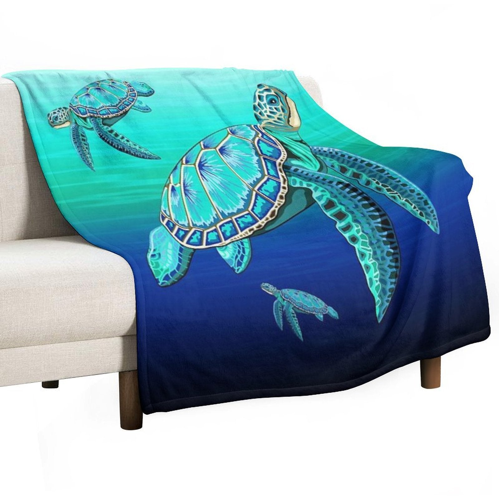 Sea Turtle Turquoise Oceanlife Velvety-soft Throw Blanket