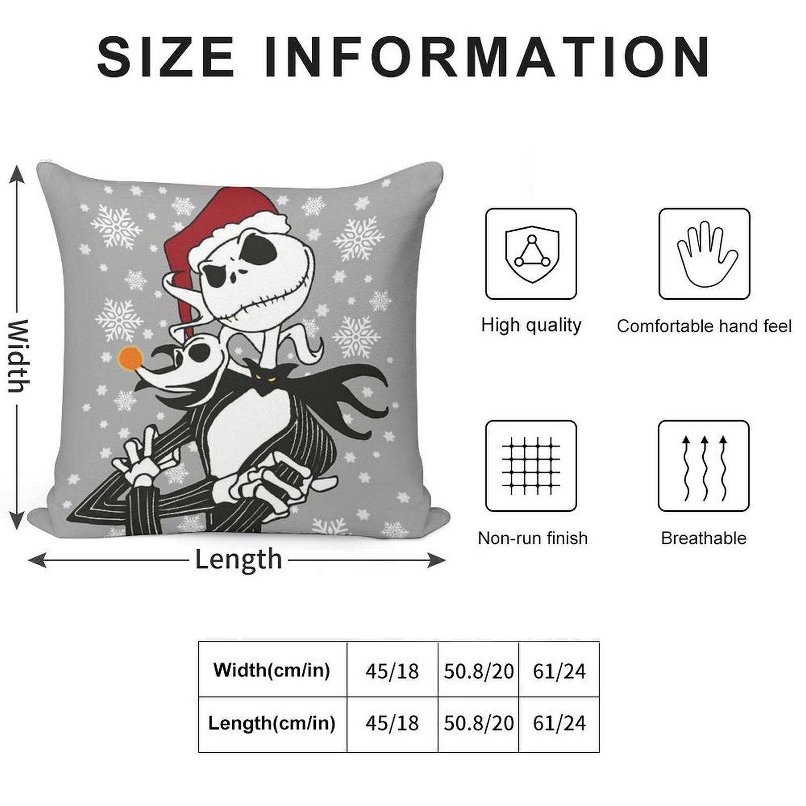 Jack Skellington - Nightmare Before Christmas Soft Anti-Pilling Throw Pillow