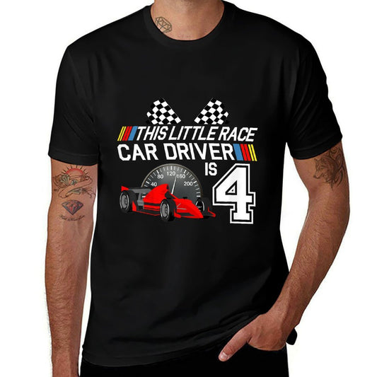 4 Year Old Race Car Birthday 4th Racing Party Gift  Durable T-Shirt