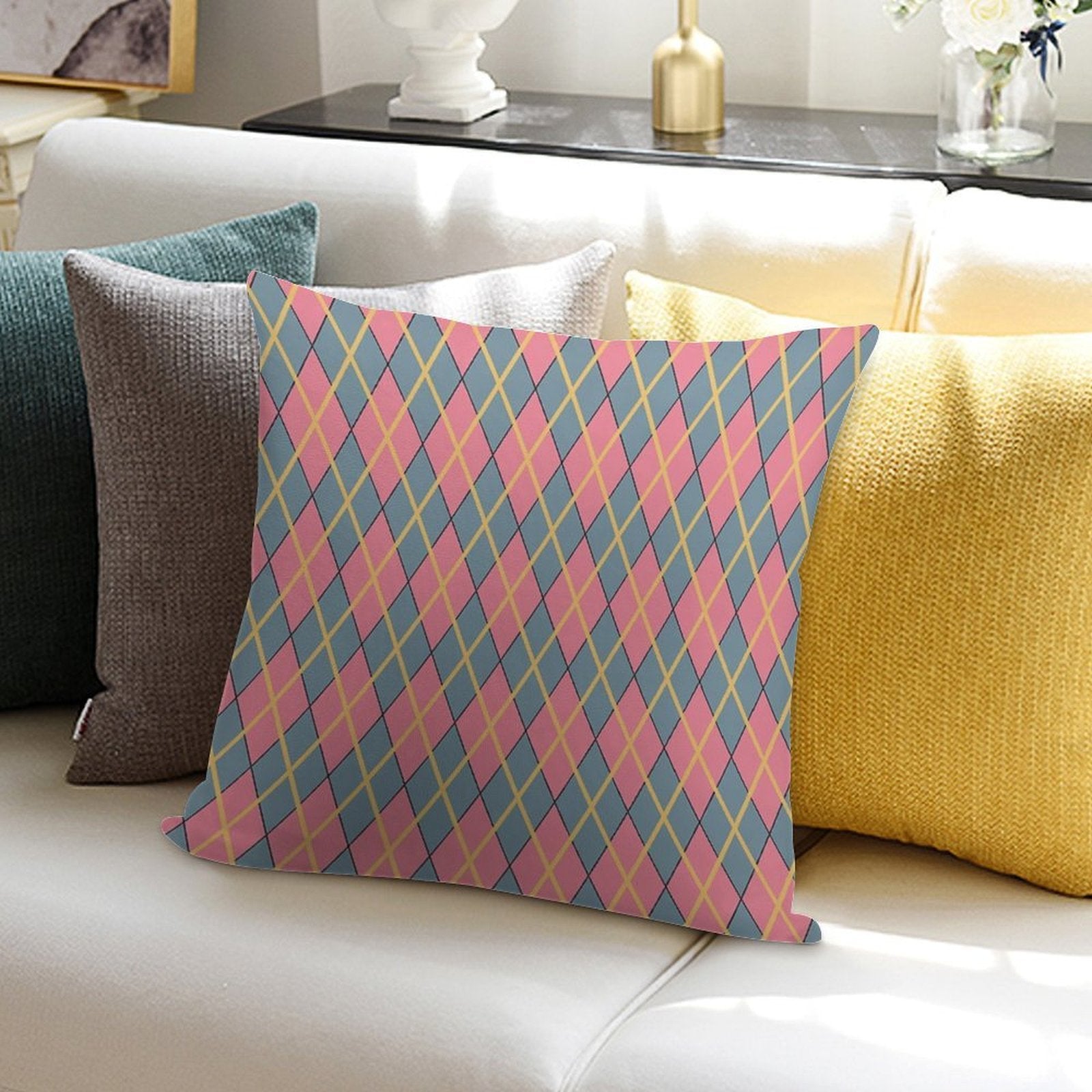 Howl's Argyle Soft Hidden Zipper Throw Pillow