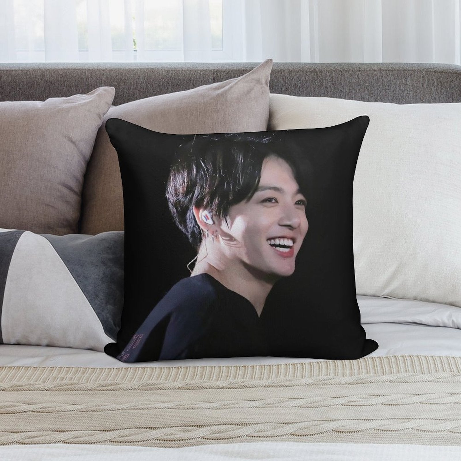 Jungkook on Stage Soft Reinforced Edging Throw Pillow
