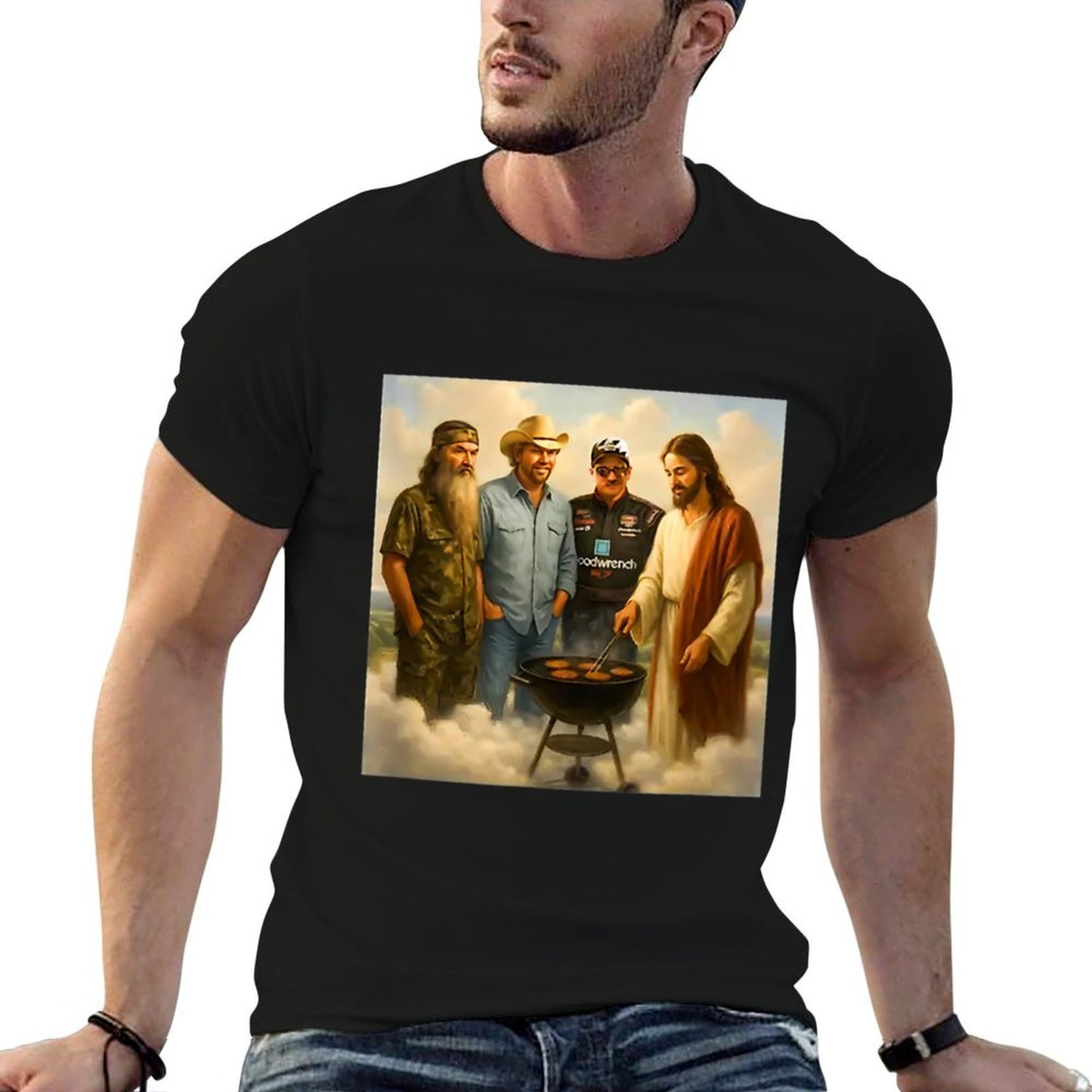The Real Gang Meet Up In Heaven Phil Funny Meme BBQ  Tagless Design T-Shirt