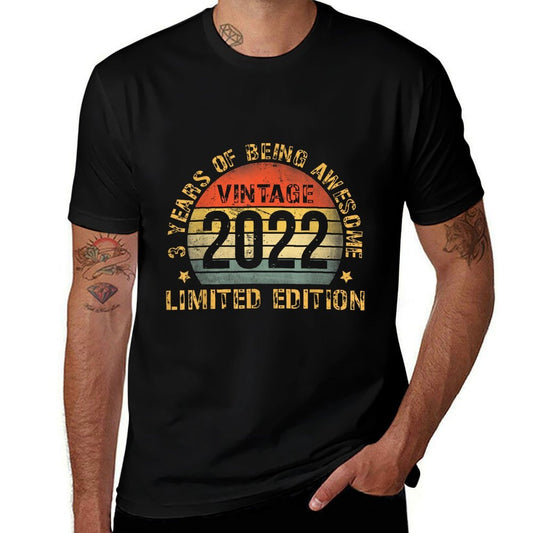 3 Year Old BDay Decorations Son Boy 3yr 2022 3rd Birthday  Durable T-Shirt