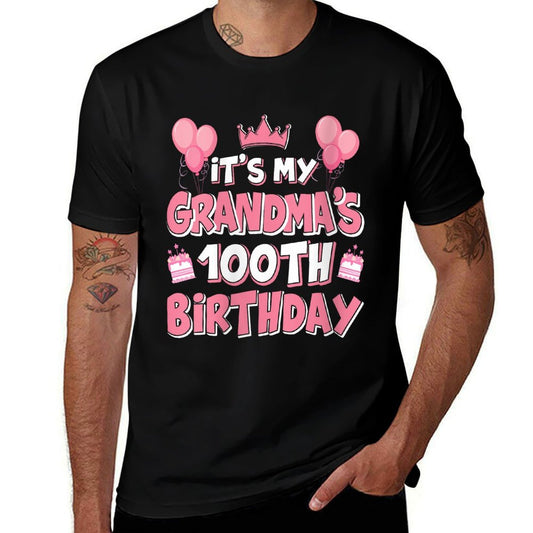 Womens Balloons It's My Grandma's 100th Birthday 1925 100 Years Old  High-quality Stitching T-Shirt