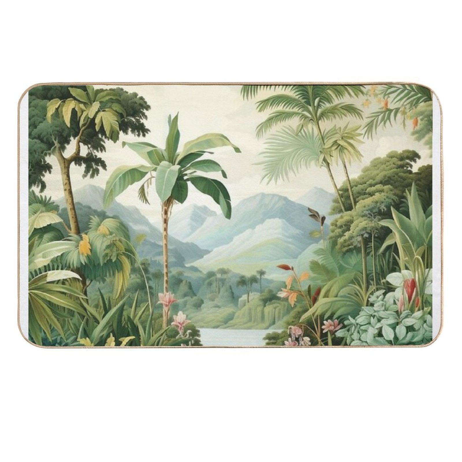 Vintage Tropical View  Toxin-Free Bath Mat