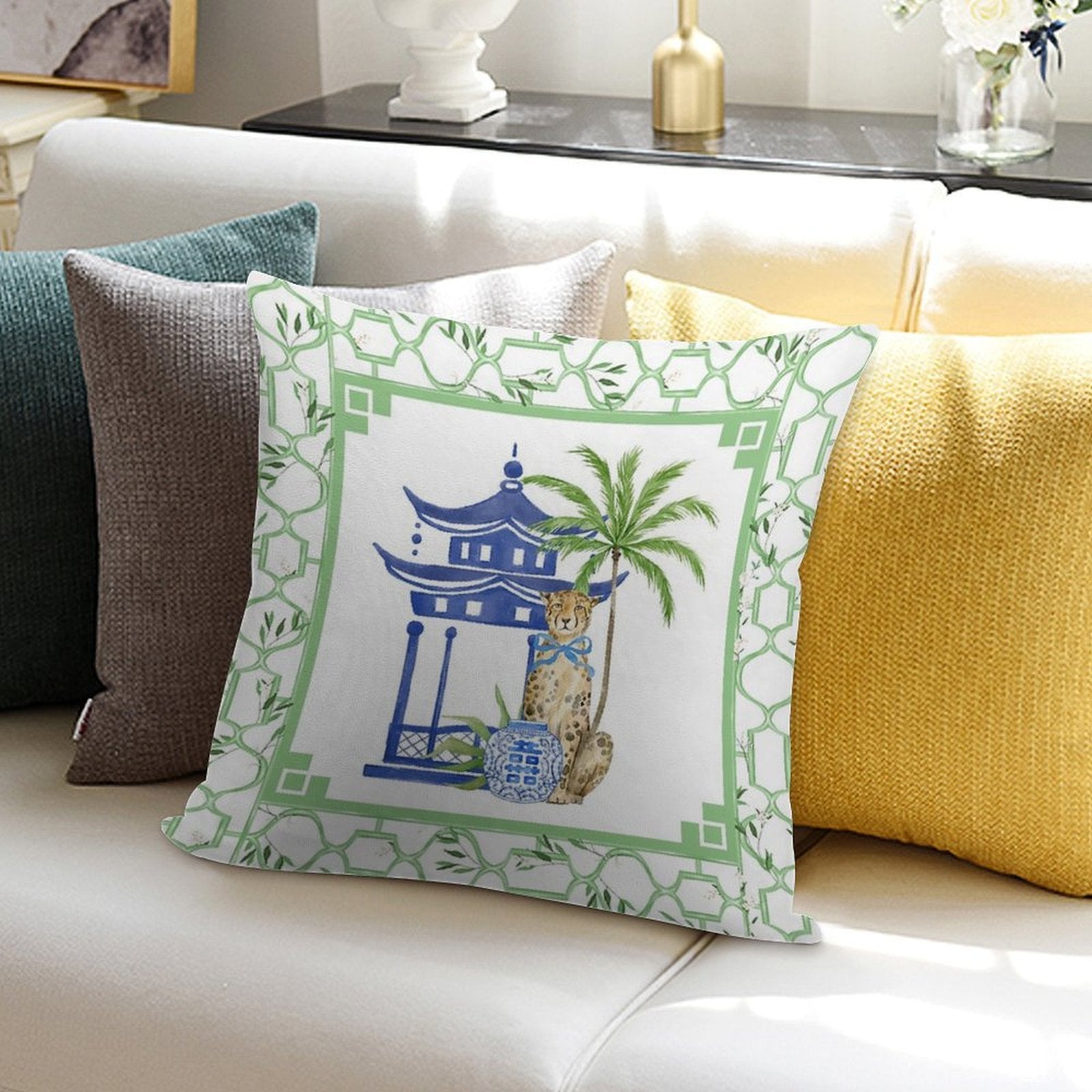 Pagoda Pavilion Chinoiserie Soft Easy Maintenance Throw Pillow