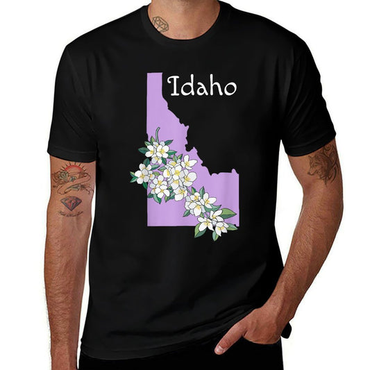 State of Idaho Syringa Flower  Polyester Blend T-Shirt