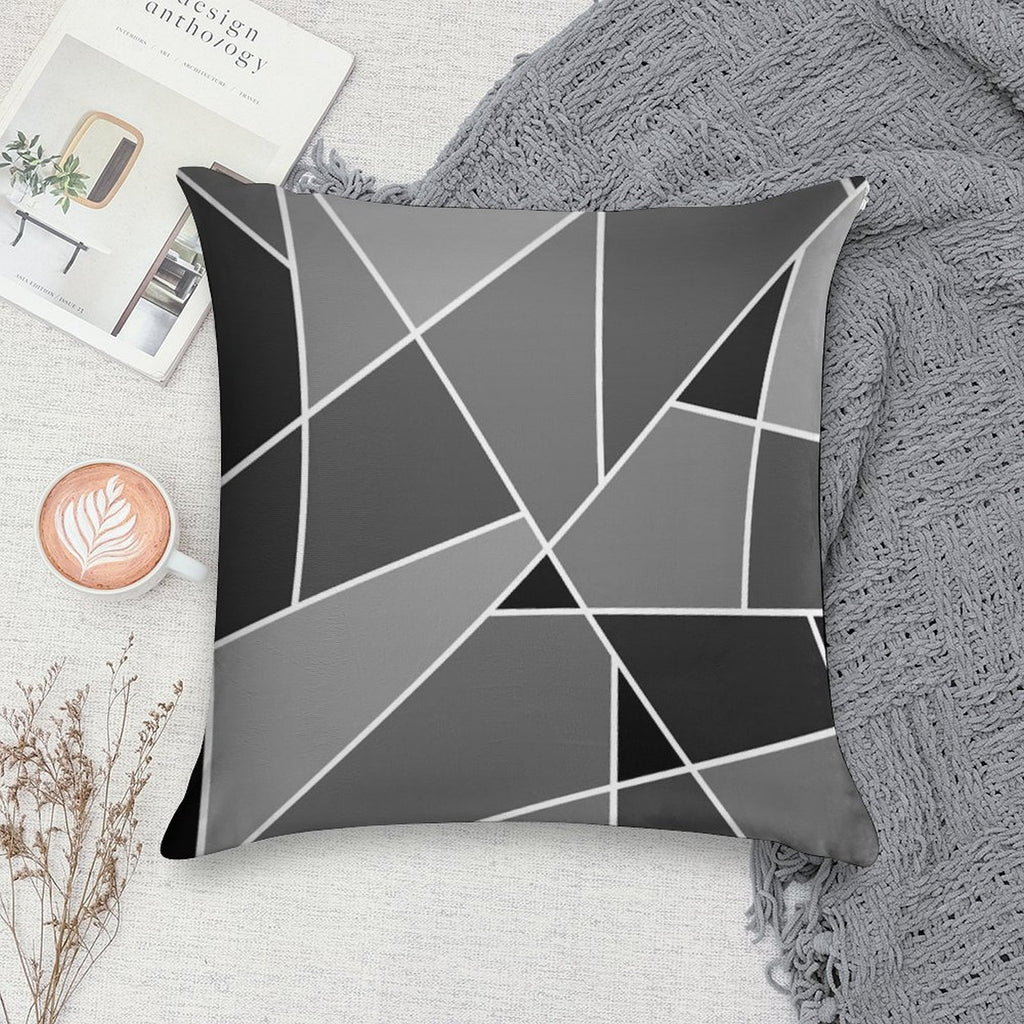 Gray Modern Geometric Pattern Soft Reinforced Edging Throw Pillow