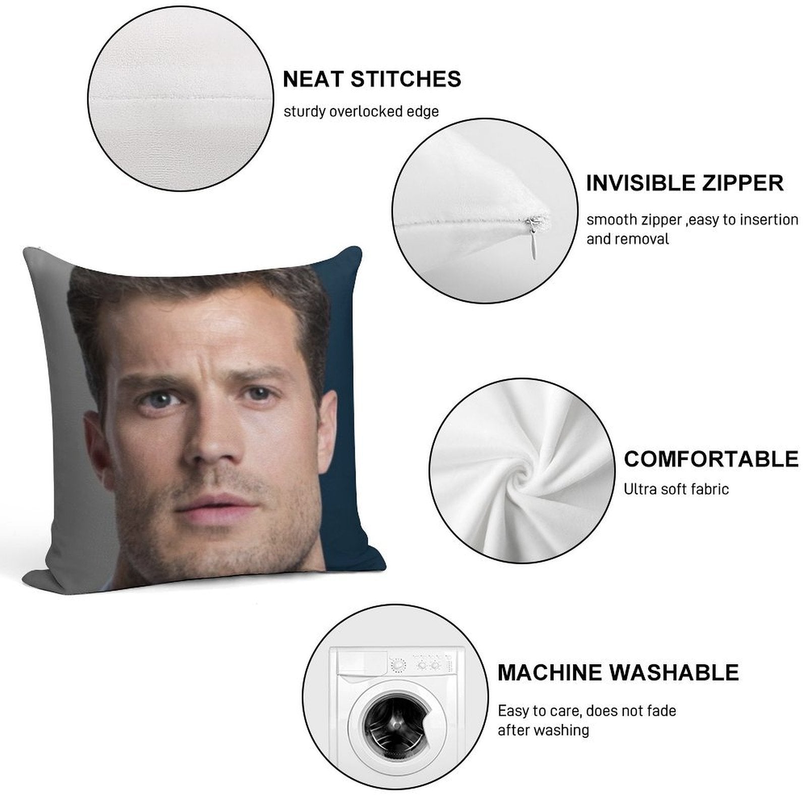 Jamie Dornan Soft High-Density Material Throw Pillow