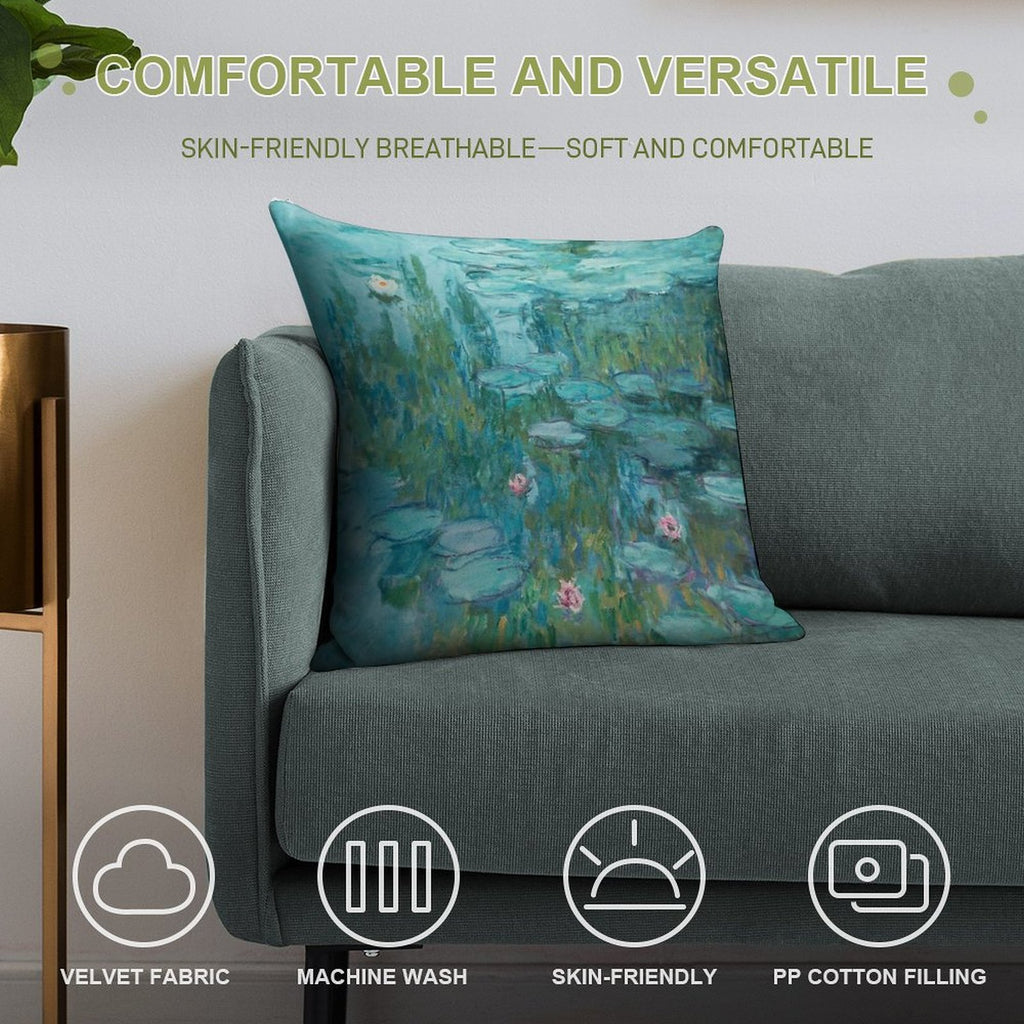 Water Lilies by Monet, 1915 Soft Shrink-Resistant Throw Pillow