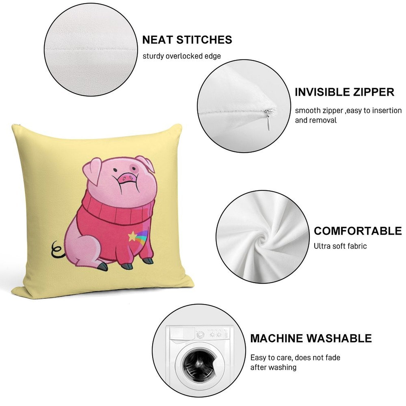 Gravity Falls - Waddles Soft Style Accent Throw Pillow