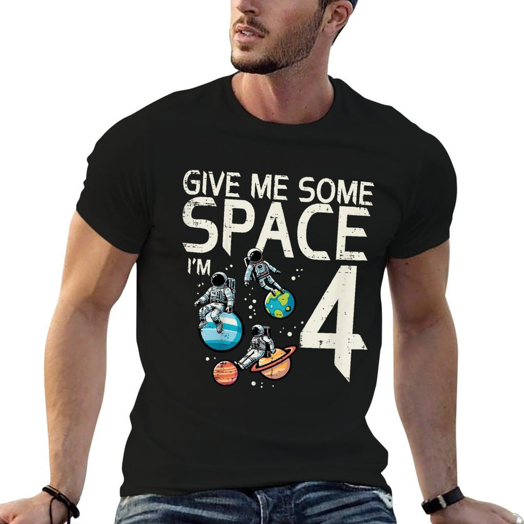 Kids 4th Birthday Astronaut Give Me Space 4 Years Old Boys Kids  High-quality Stitching T-Shirt