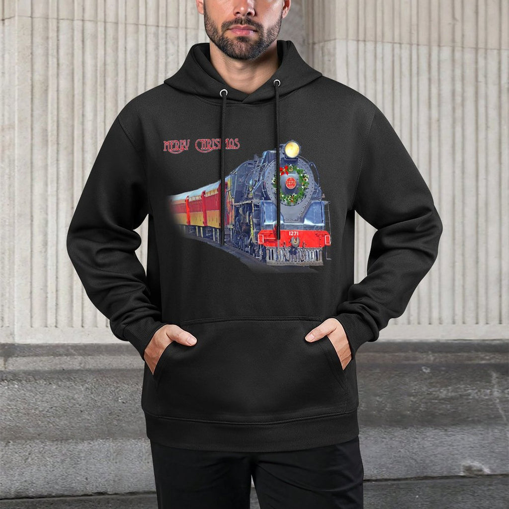 Christmas Steam Train Locomotive Matching Family Pajamas Adjustable Hood Hoodie