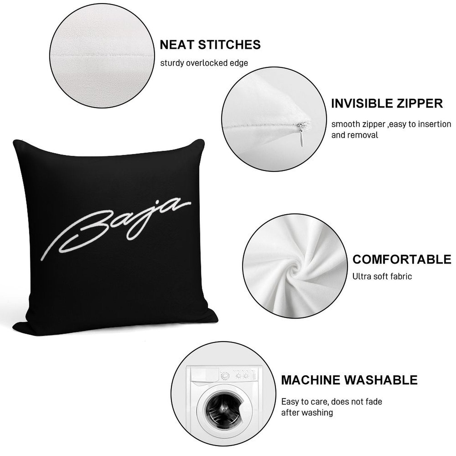 Baja Symbol Soft Bedroom Essential Throw Pillow