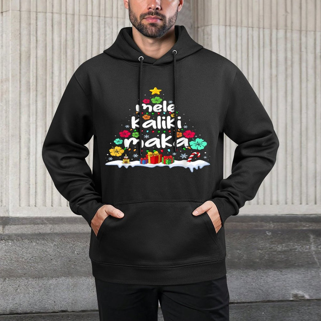 Mele Kalikimaka Tropical Christmas Hawaiian Santa Xmas Tree Pilling-Resistant Hoodie