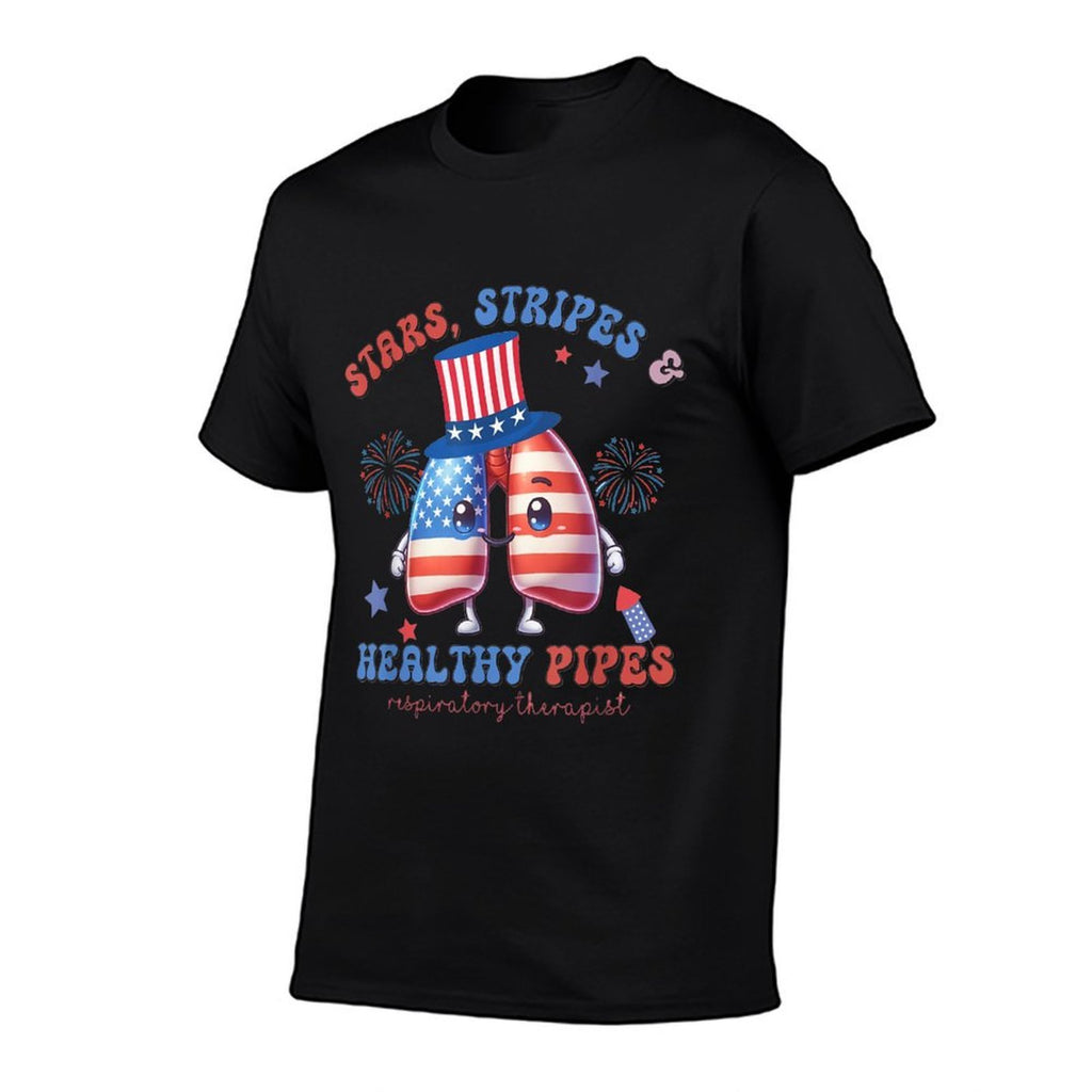 Respiratory Therapist 4th of July Stars Strips Healthy Pipes  Vintage-inspired T-Shirt