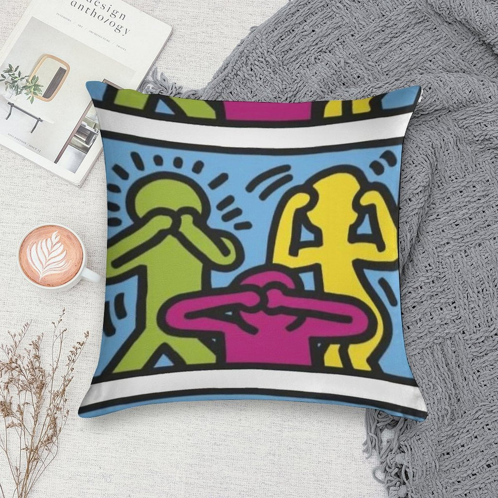 Haring Copy Soft Gift Ready Throw Pillow