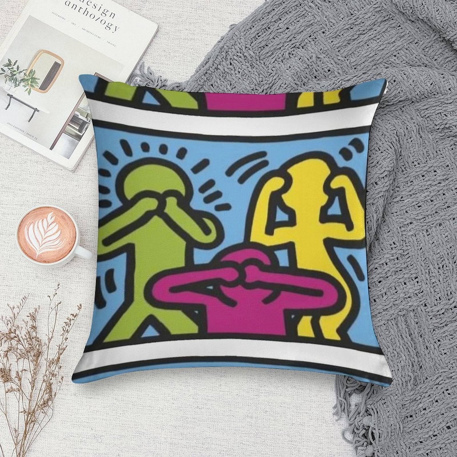 Haring Copy Soft Gift Ready Throw Pillow