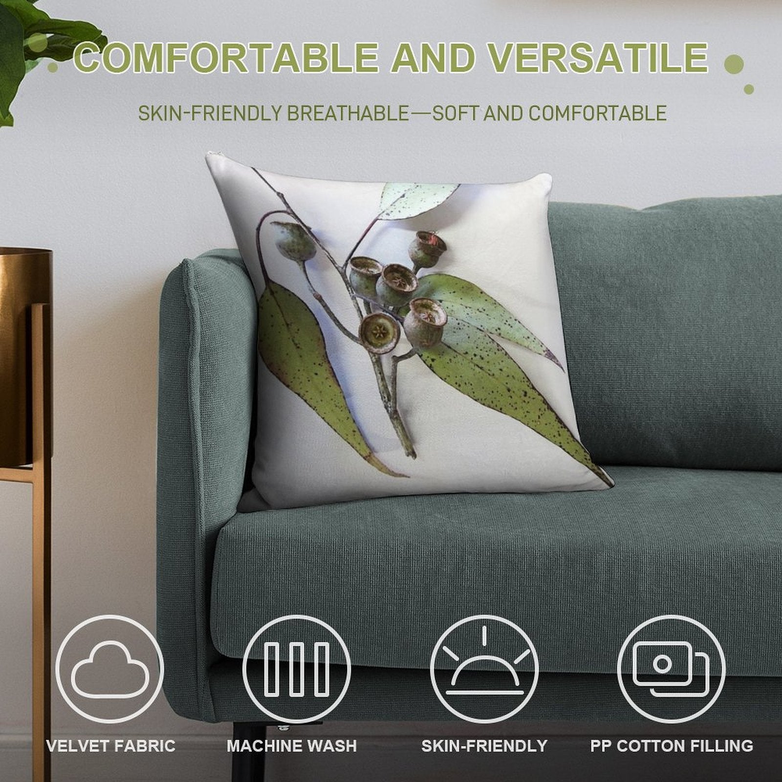 Marri Eucalypt Leaves And Nuts, Western Australia Soft Hidden Zipper Throw Pillow