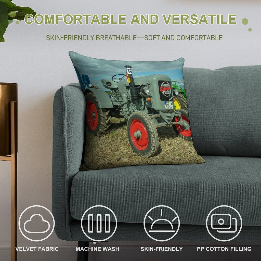 Eicher Diesel Tractor Soft Skin-Friendly Throw Pillow