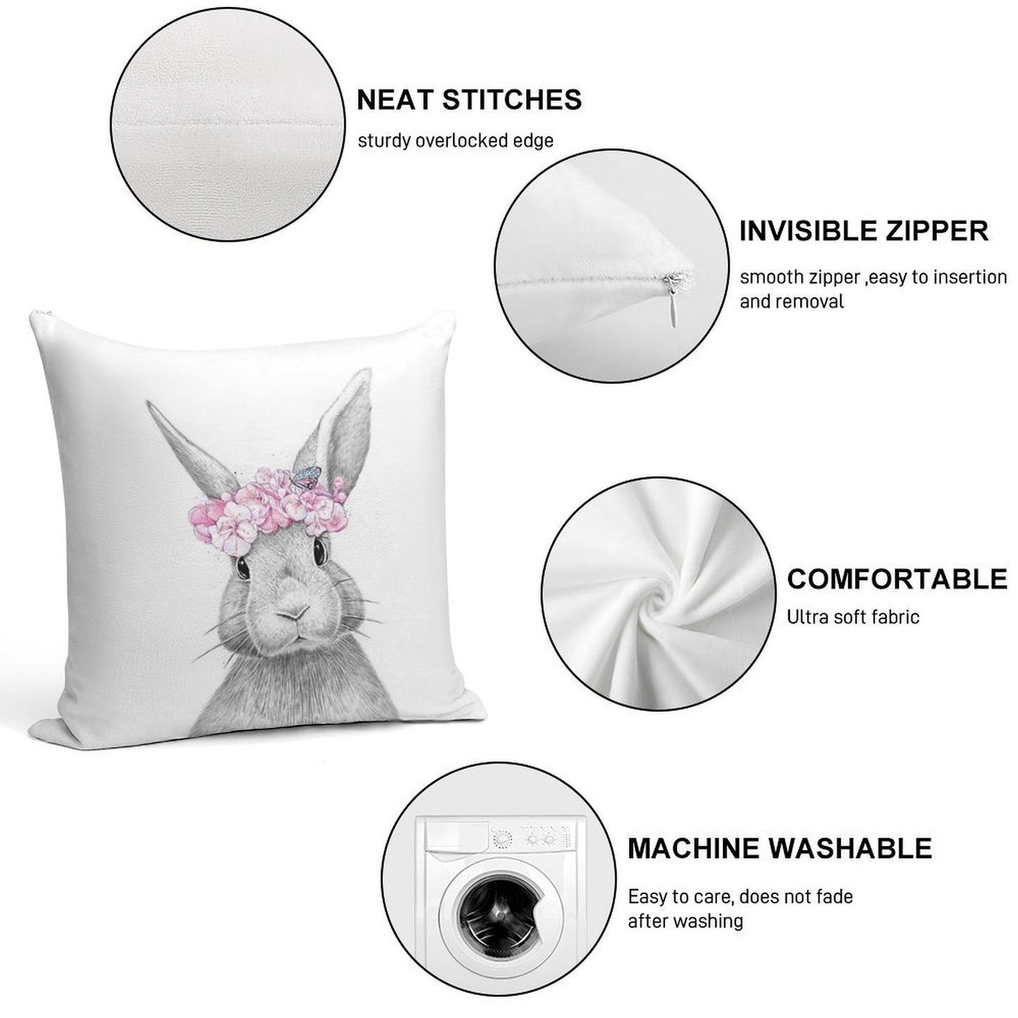 Spring Bunny Soft Luxury Feel Throw Pillow
