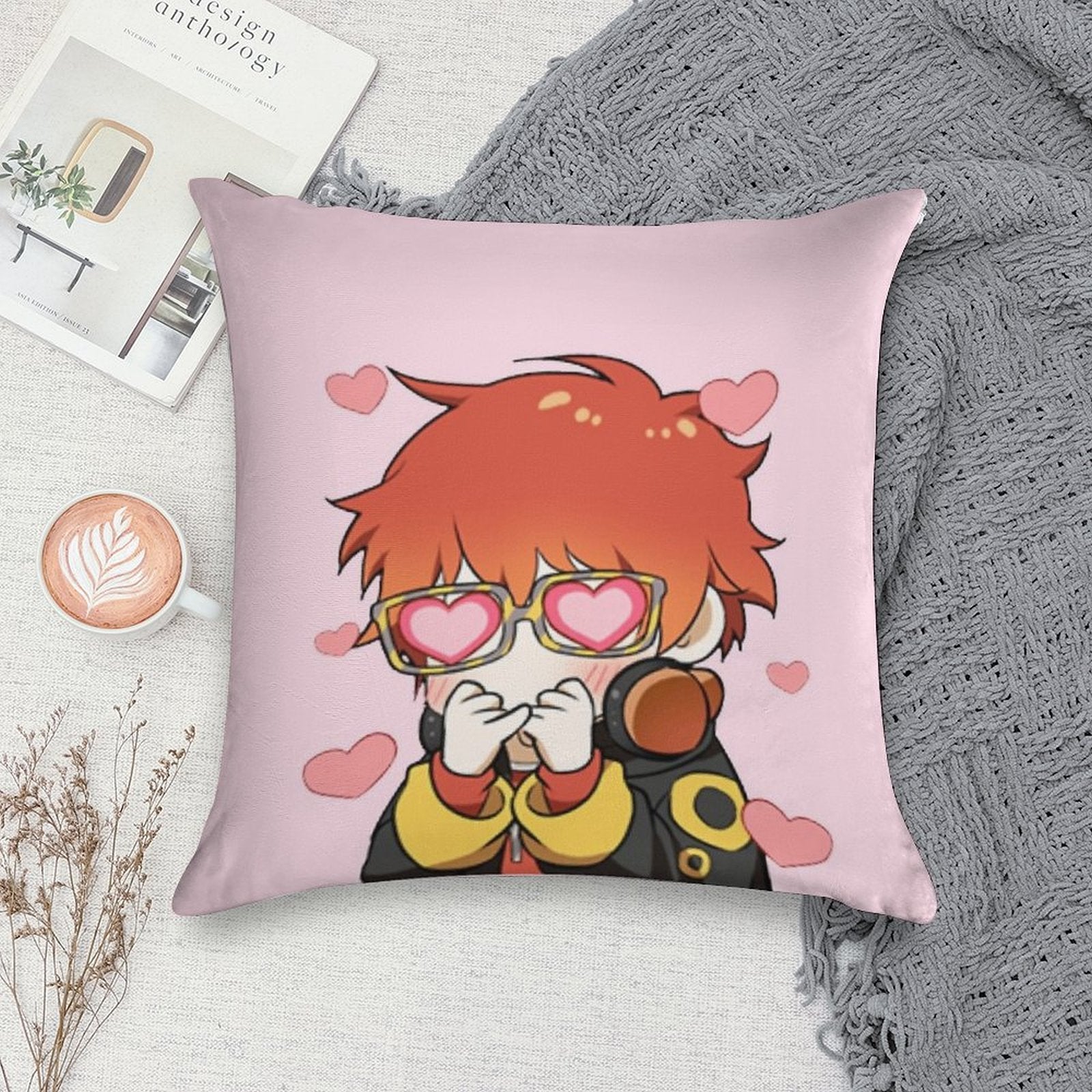 Mystic Messenger 707 Emoticon (+ Larger Design) Soft Style Accent Throw Pillow