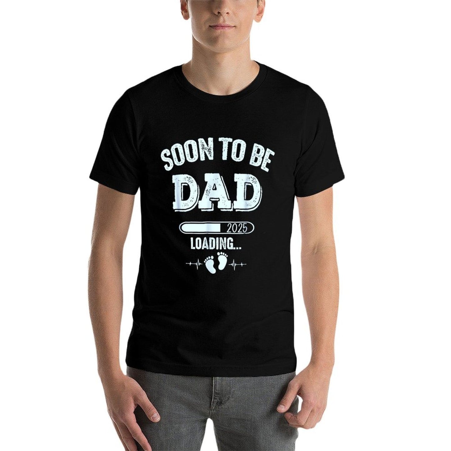 Soon To Be Daddy 2025 Funny First Time Dad Fathers Day  Ribbed Collar T-Shirt
