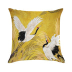 Golden Japanese Cranes Oriental Traditional Soft Hidden Zipper Throw Pillow
