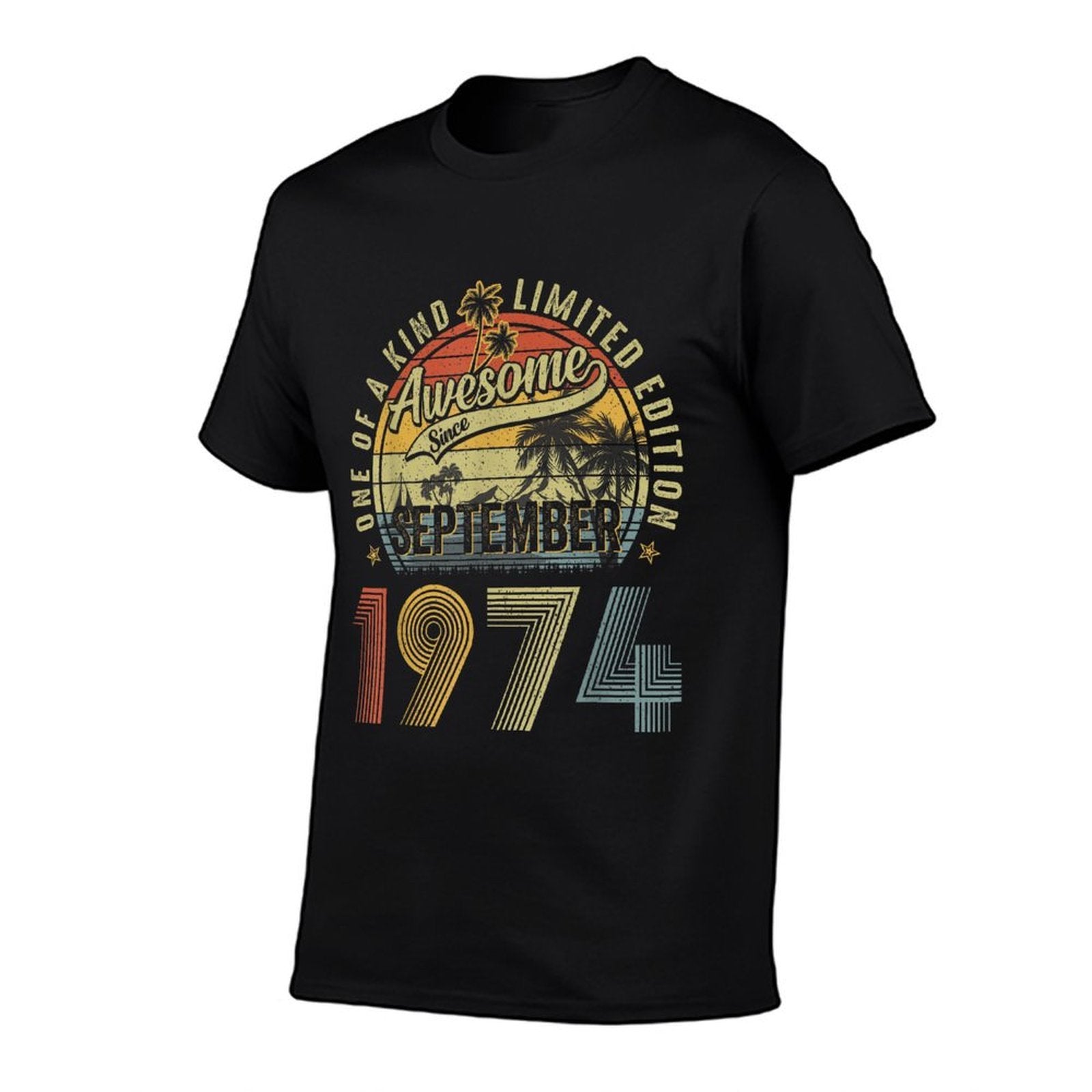 50 Years Old Vintage September 1974 Retro 50th Birthday Men  Cotton T-Shirt