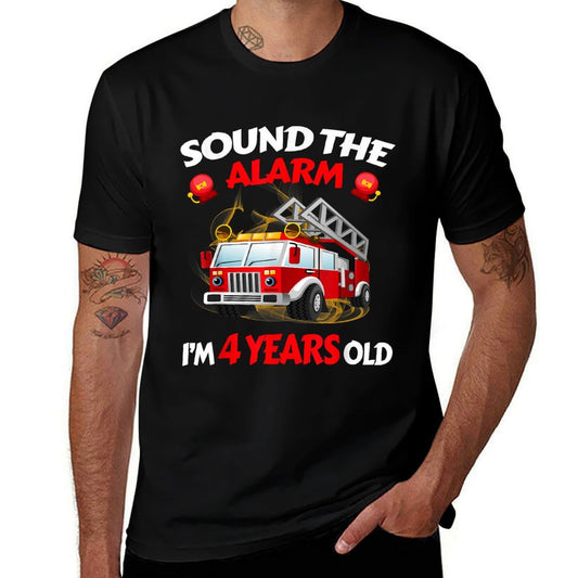 4 Year Old Fire Truck Gift Four Years Toddler Firefighter  Classic T-Shirt
