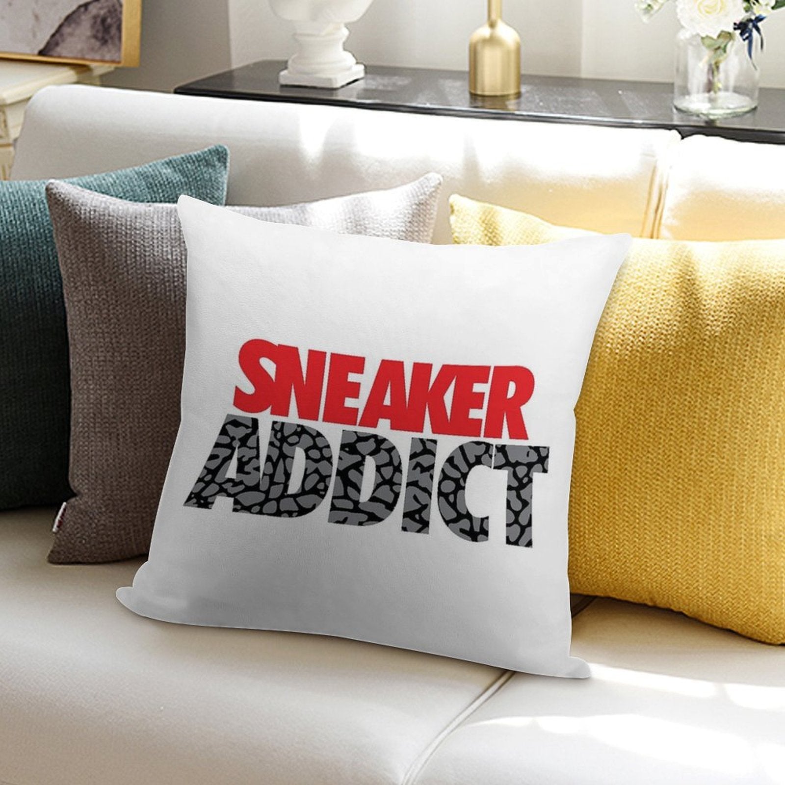 Sneaker Addict Cement Soft Bedroom Essential Throw Pillow