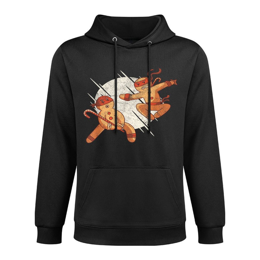 Cute Gingerbread Men Having A Fight Christmas Cotton-Polyester Blend Hoodie