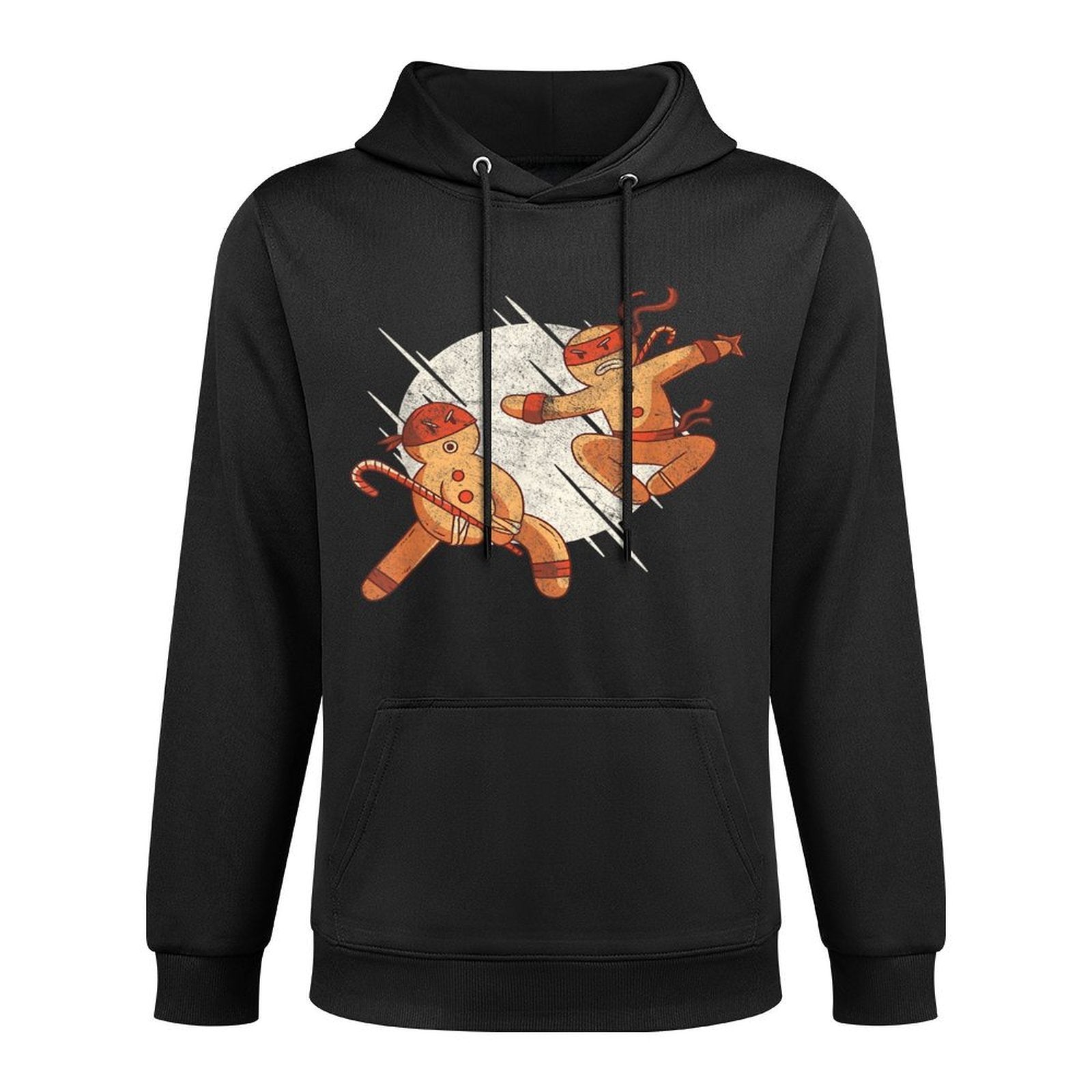 Cute Gingerbread Men Having A Fight Christmas Cotton-Polyester Blend Hoodie