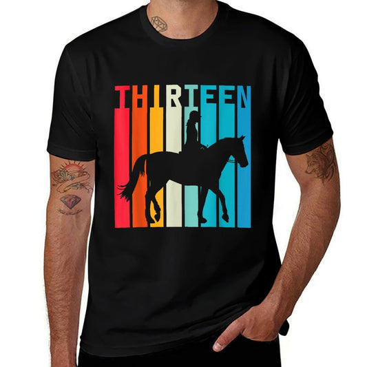 13 Year Old Retro Birthday Horse 13th Birthday  Durable T-Shirt