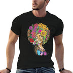 Afro Women Flowers Butterfly Latina African American Melanin  Moisture-wicking T-Shirt