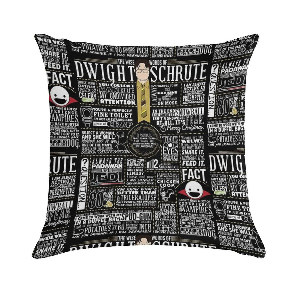 The Wise Words of Dwight Schrute (Dark Tee) Soft Durable Construction Throw Pillow