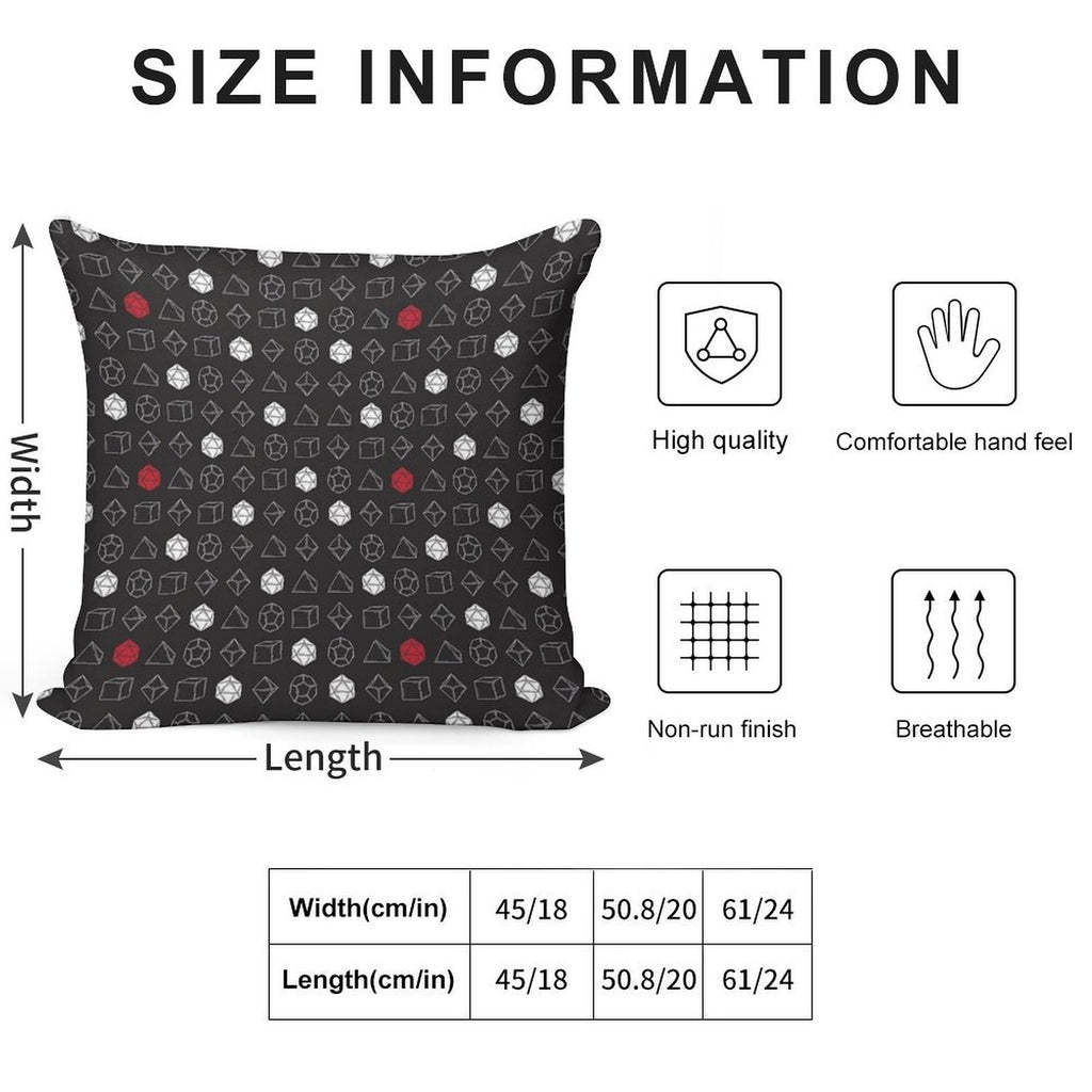 Dungeons And Dragons Dice Set D20 Pattern Soft Warmth Comfort Throw Pillow