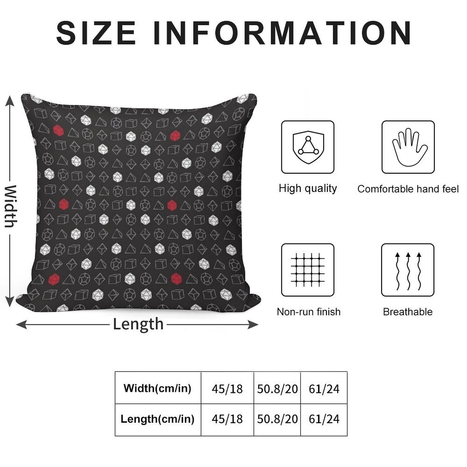 Dungeons And Dragons Dice Set D20 Pattern Soft Warmth Comfort Throw Pillow
