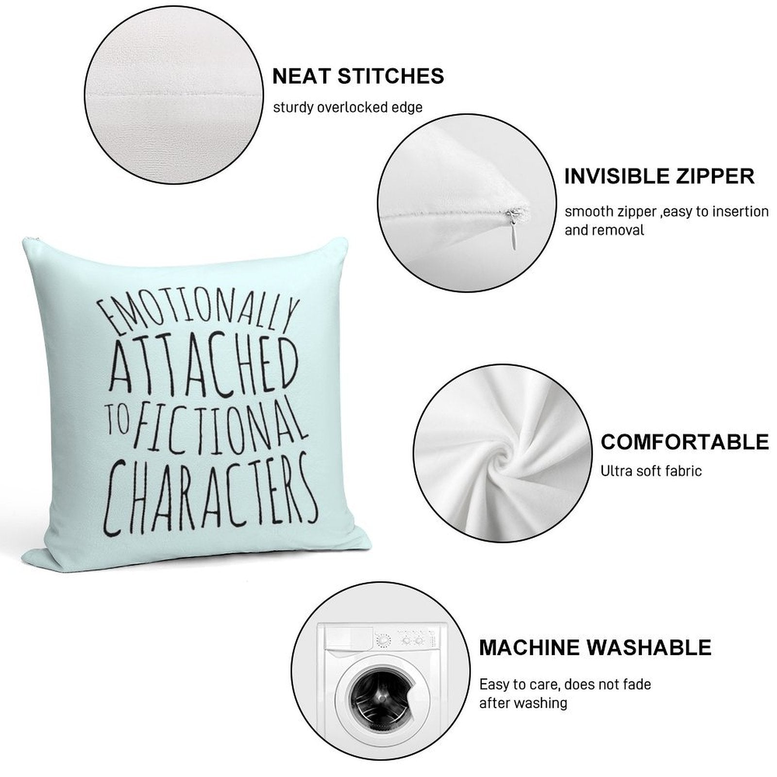 Emotionally Attached to Fictional Characters #black Soft Luxury Feel Throw Pillow