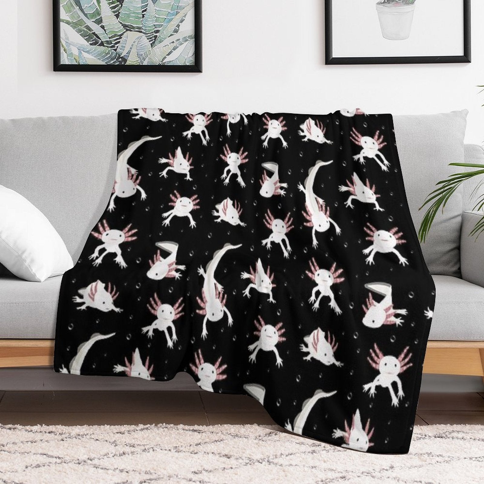 Axolotls Easy Care Throw Blanket