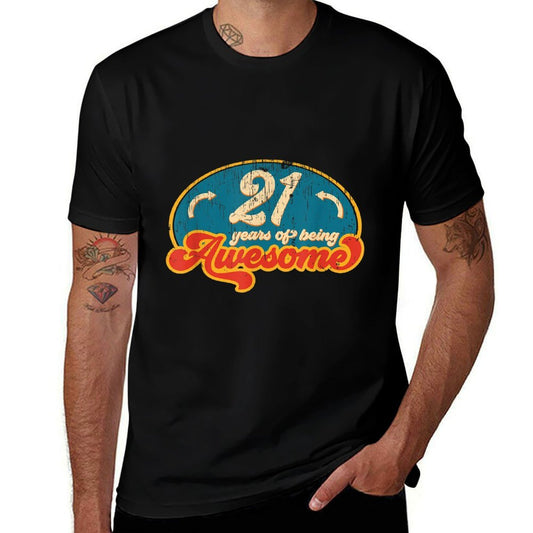21 Year Old Gifts Retro Vintage 21st Birthday  Heathered Texture T-Shirt