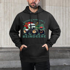 Merry Christmas Nothing Run Like Reindeer Santa Hat Tractor Breathable Fabric Hoodie